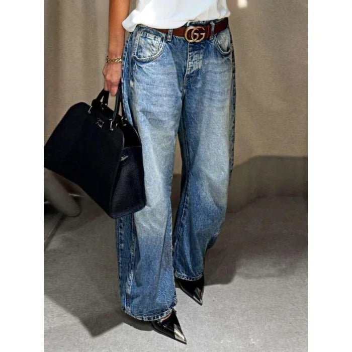 Retro Muse - Denim Wide-Leg a Vita Bassa