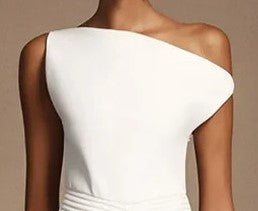 Dea White Drape — Abito Monospalla con Drappeggio