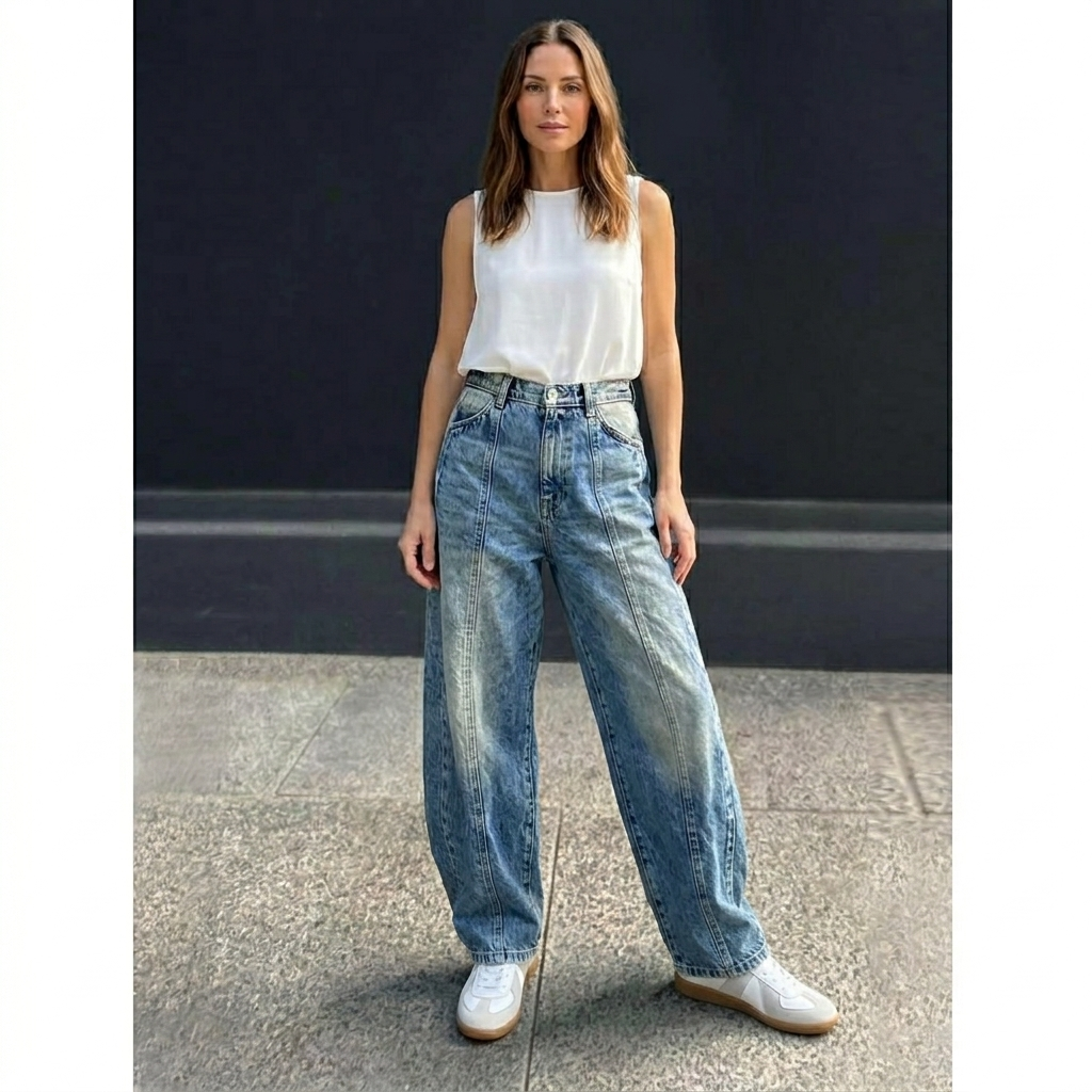 Retro Muse - Denim Wide-Leg a Vita Bassa
