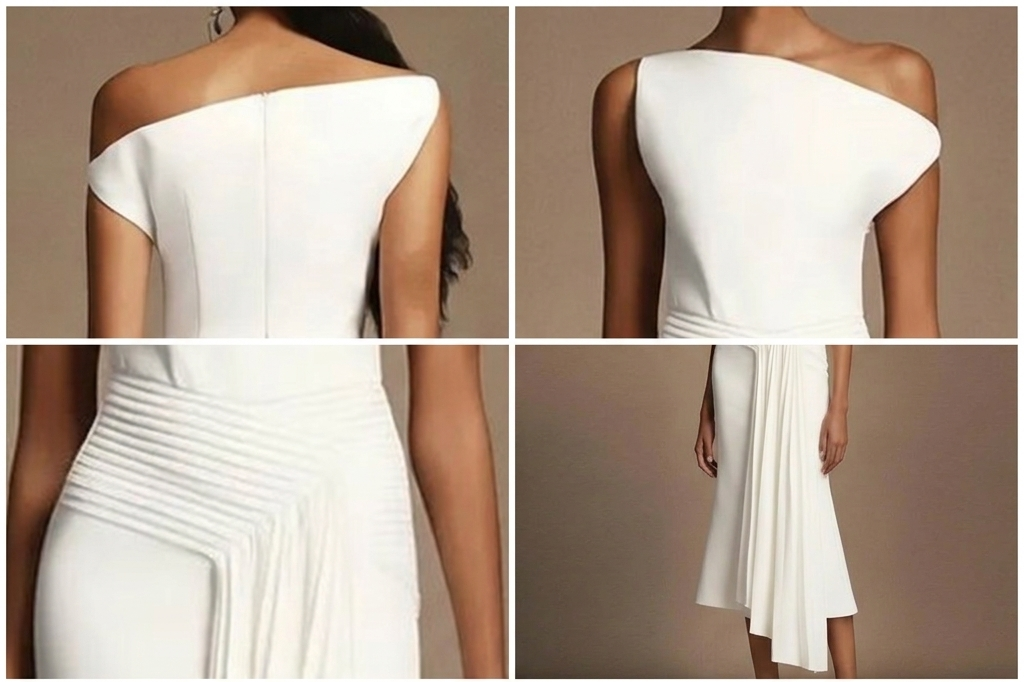 Dea White Drape — Abito Monospalla con Drappeggio