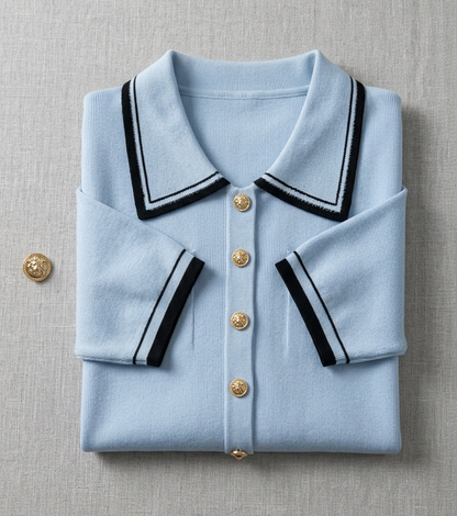 Cote D'Azur 55 - Polo in Pointelle Jacquard a Rilievo