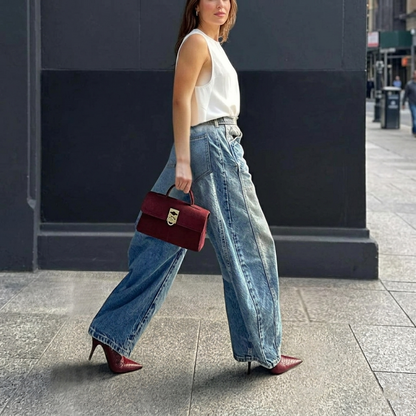 Retro Muse - Denim Wide-Leg a Vita Bassa