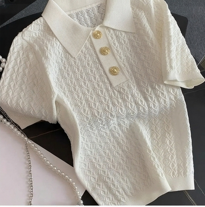 Cote D'Azur 55 - Polo in Pointelle Jacquard a Rilievo