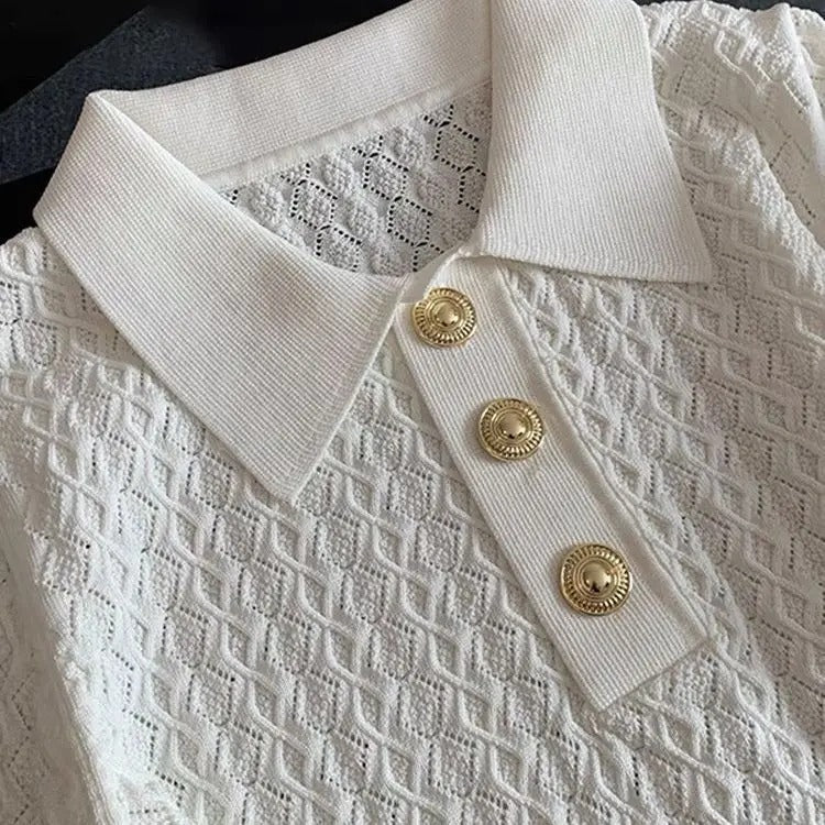 Cote D'Azur 55 - Polo in Pointelle Jacquard a Rilievo