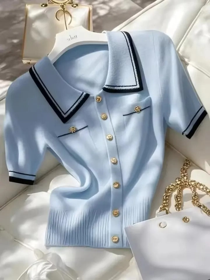 Cote D'Azur 55 - Polo in Pointelle Jacquard a Rilievo